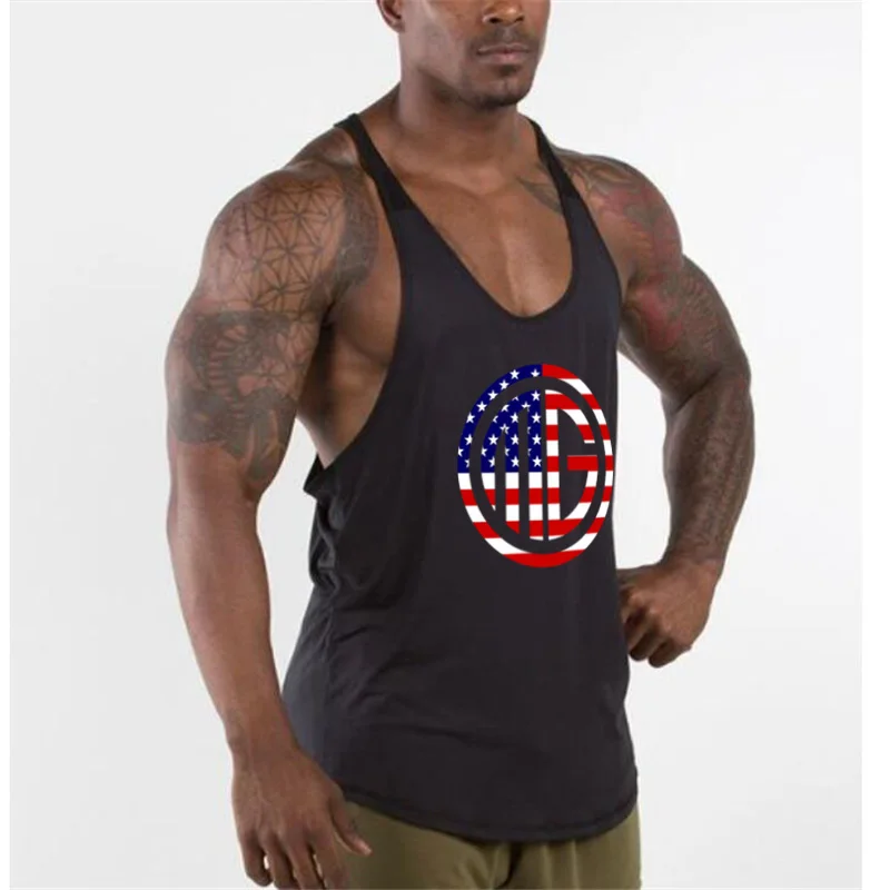 Мужская одежда для фитнеса Muscleguys с флагом США дизайнерские майки Y образной
