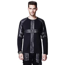 Steampunk Cotton T-shirt Men Gothic New Style Casual Long Sleeve Tshirt Man 2016 Winter High Quality Tops With Rivets