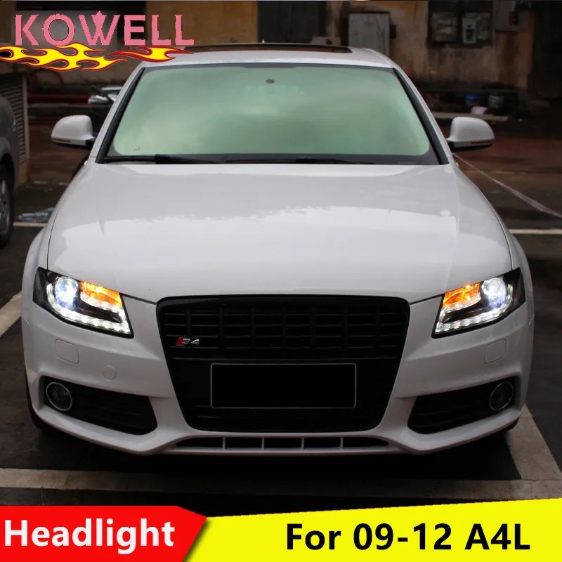 KOWELL автомобильный Стайлинг для Audi A4 B8 фары 2009 2012 A4L светодиодный задний фонарь DRL Bi
