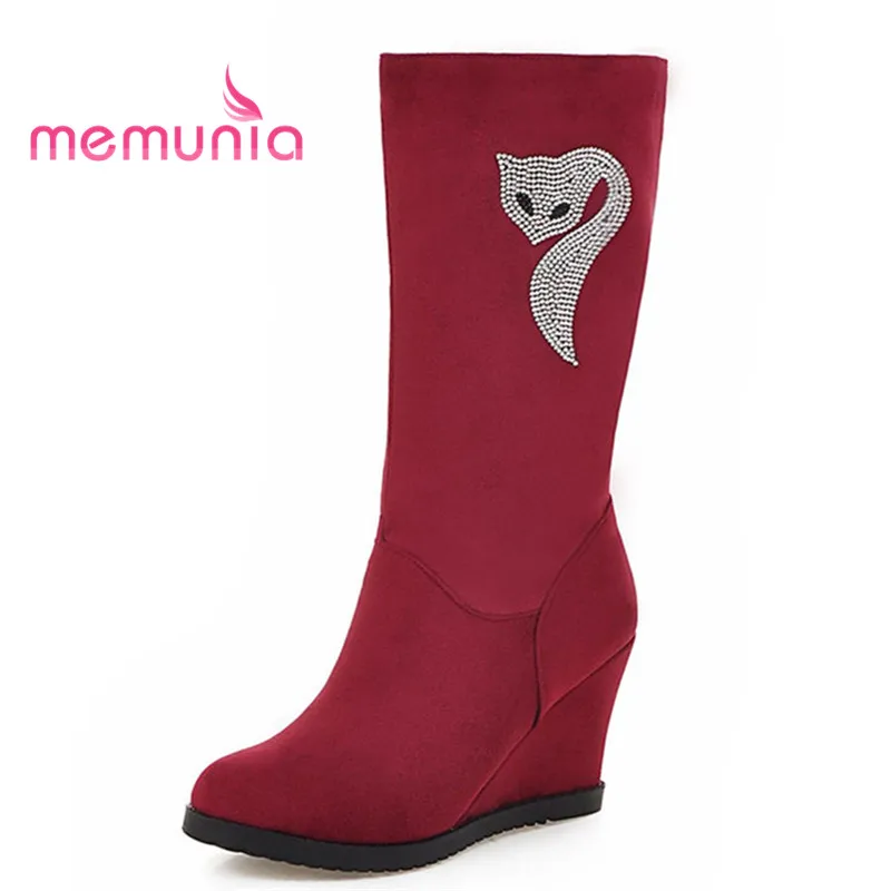 

MEMUNIA 2020 new arrive knee high boots for women unique simple totem fashion boots high heels winter snow boots