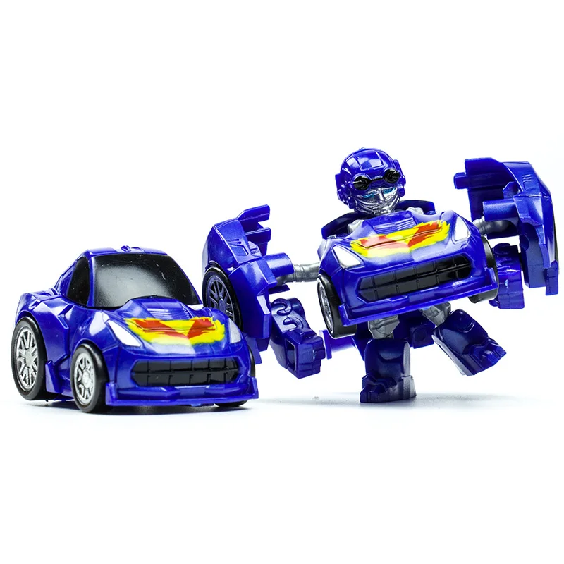 Милые мини-роботы-трансформеры, игрушечные машинки, фигурка, пластиковая модель, блоки, игрушки для детей, подарок для мальчиков - Цвет: Blue car