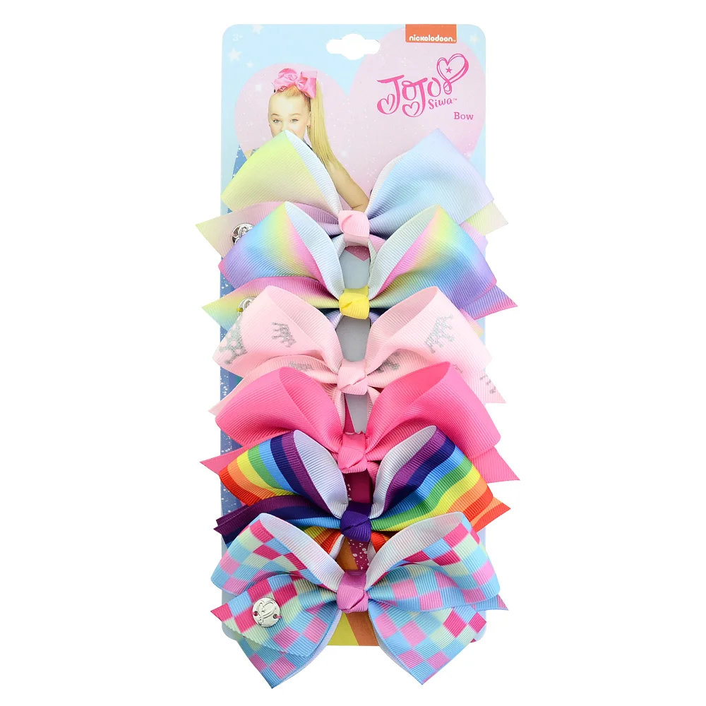 

1 set 6pcs 5" JoJo Clip Solid Mermaid Unicorn Donut Print Bows With Alligator Clips For Kids Girls Hair Accessories Hairpins 892