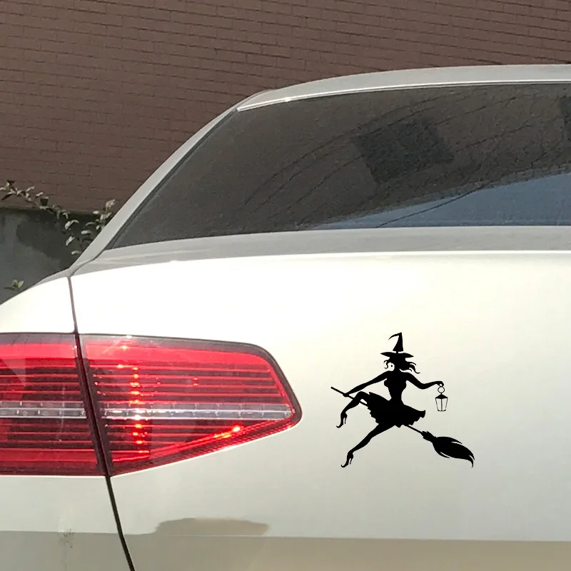 1pc SEEYULE Car Sticker Beautiful Sexy Witch Lady Girl Riding Broom Reflective Vinyl Motorcycle Car Styling Decal Decoration