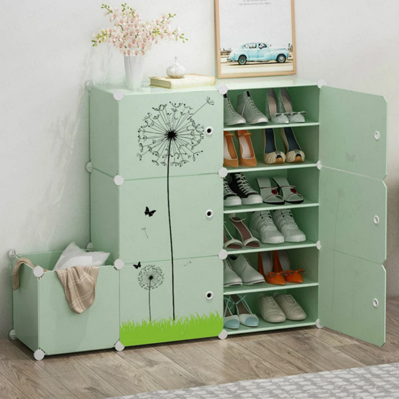 

Dust-proof shoe rack multi-layer plastic shoe cabinet simple modern assembly economy home saving space door cabinet