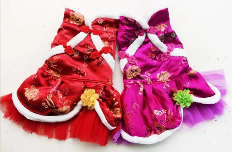 Chinese Styel Designer Pet Dog Cat Clothes Puppy Dog Cat Dress Chihuahua Tang Costume New Year Spring Festival Pet Clothing1