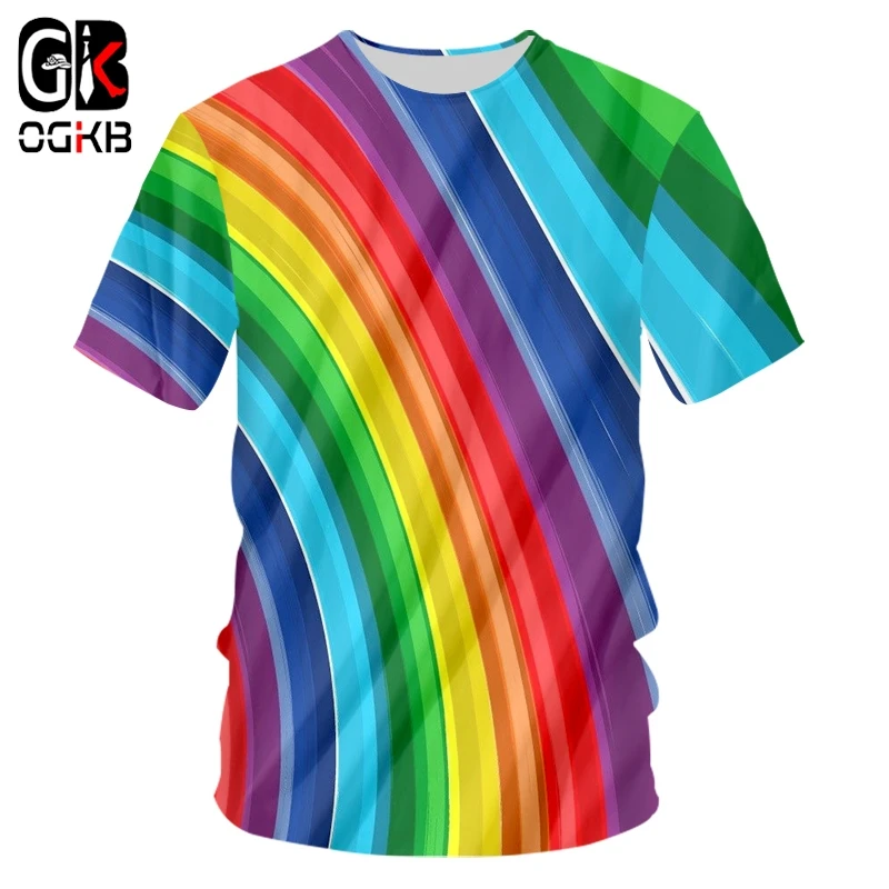 

OGKB T Shirts Male Fashion Short 3D Tee Shirt Printed Rainbow whole body Casual 5XL 6XL Garment Homme Summer T-shirt