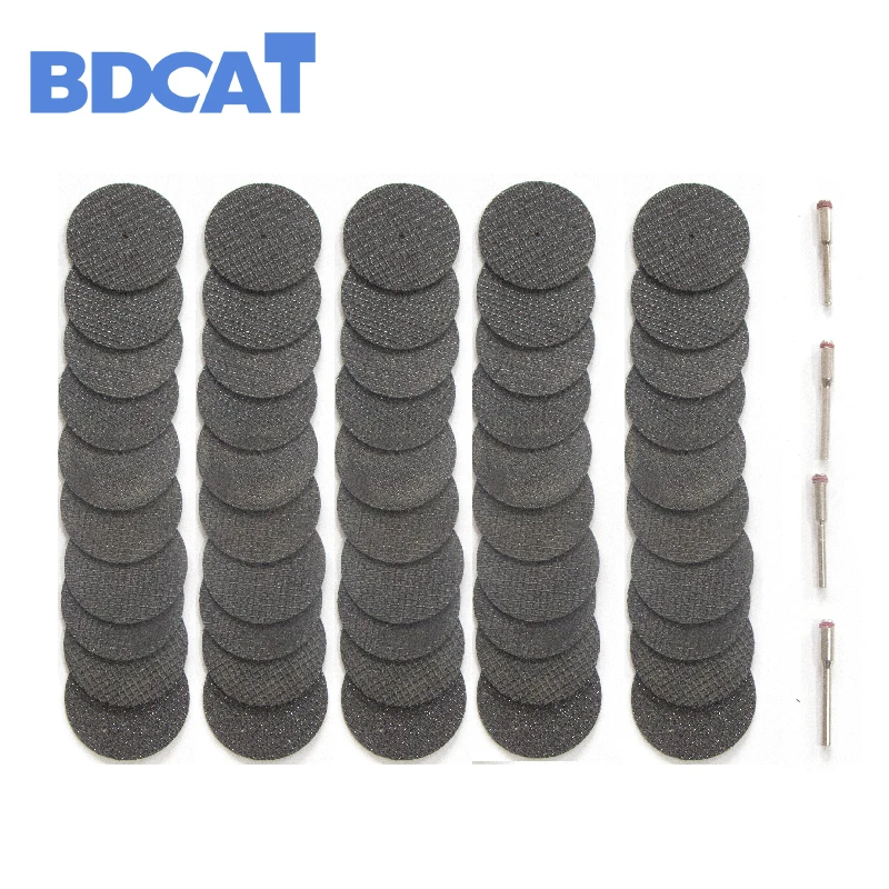 BDCAT 50 шт. абразивные инструменты армированный стекловолокном режущий диск отрезной круг с 4 оправками подходит для вращающихся инструментов Dremel аксессуары