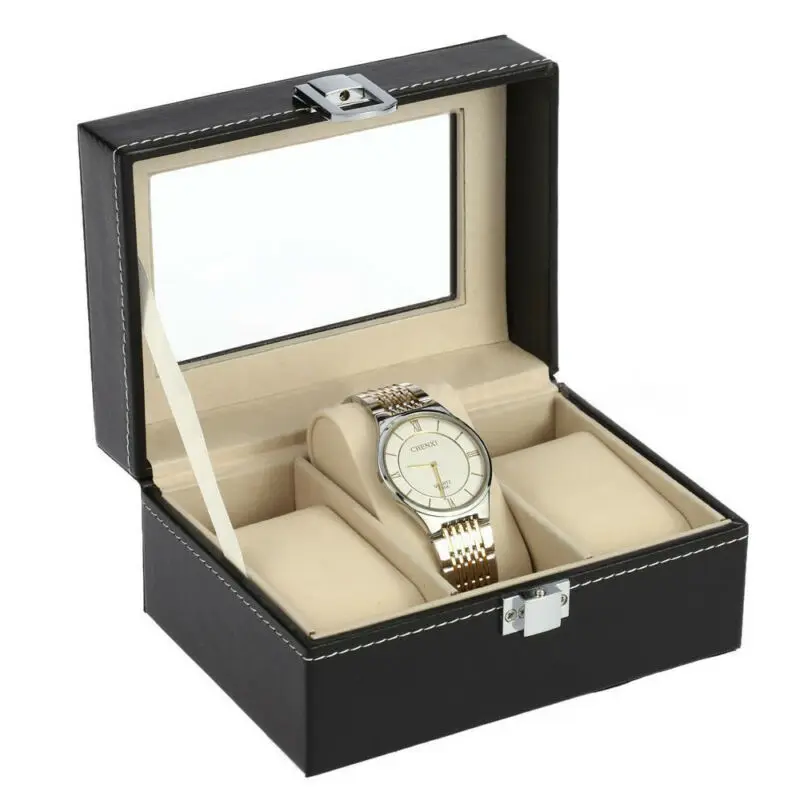 3/6/12 Slots Leather Watch Box Display Case Organizer Cushion Jewelry Holder Storage Box Wrist Watch Bracelet
