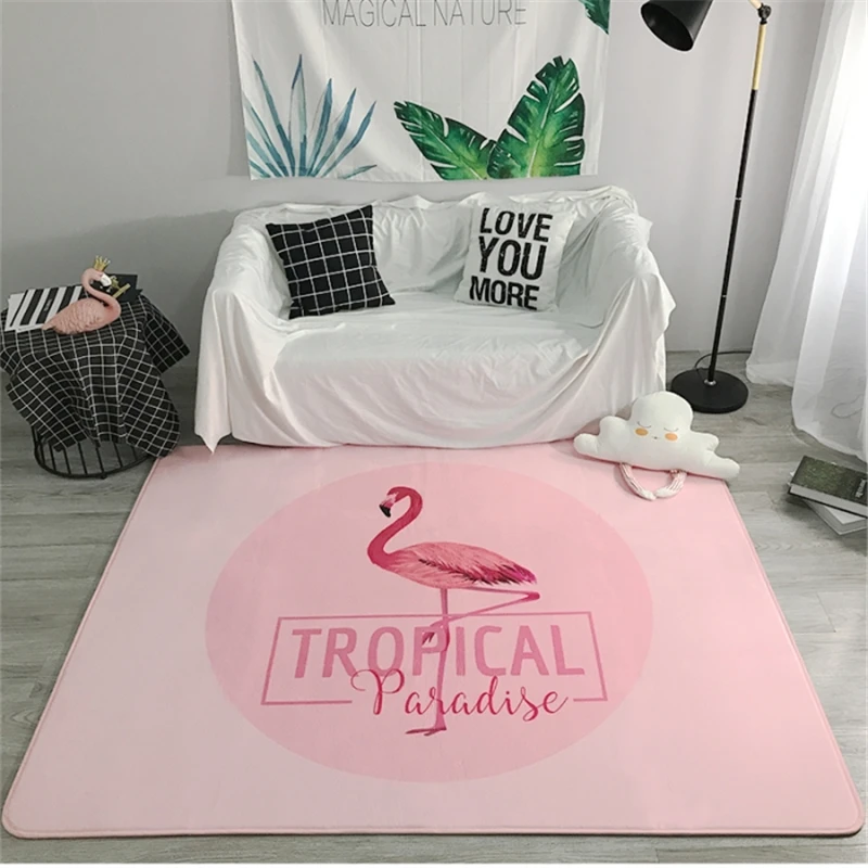 Ковры север мягкие фланелевые розовые Фламинго печатные ковры салон для девочек коврик для комнаты противоскользящие большие ковры Декор в гостиную