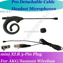 Новинка MICWL mini 3 Pin Microfone com fone de ouvido para Съемная кабельная гарнитура микрофон для AKG Samson Gemini беспроводной