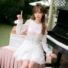 Princess sweet lolita Candy Rain shirt long sleeves slim blouse sweet O-neck pure color bottoming shirt C22CD7189