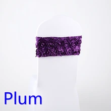 Сливовый цвет стул из лайкры sash повязка из спандекса галстук-бабочка для роскошных Свадеб украшения для стульев атлас с розочками стул створки оптом