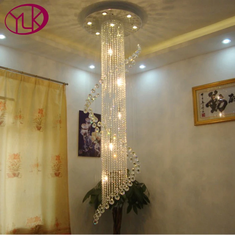 

Youlaike Modern Crystal Chandelier For Stair Luxury LED Living Room Lighting Fixture Spiral Design Long Crystals Lights