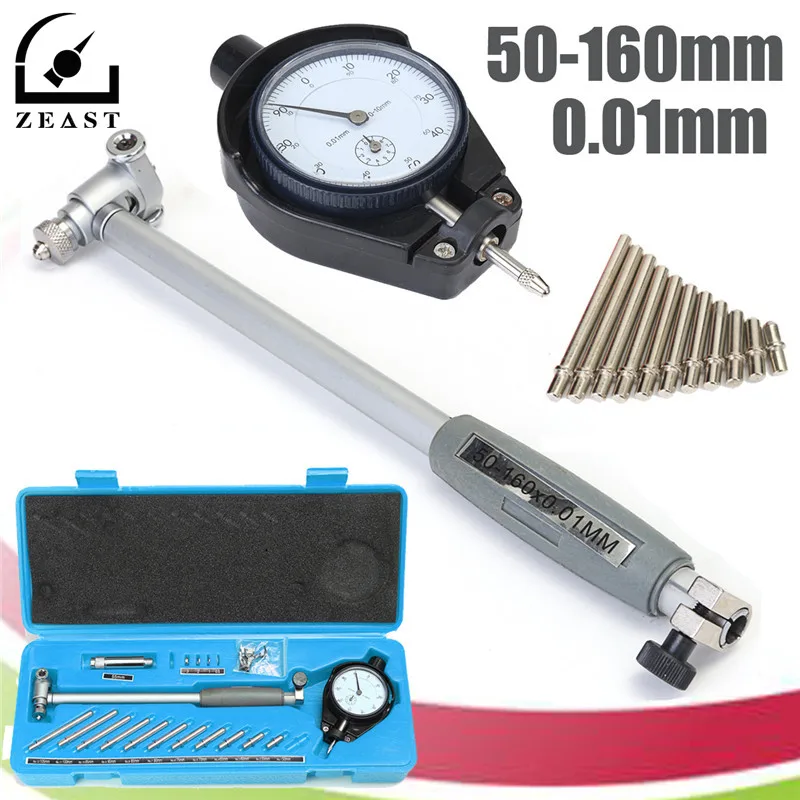 

50-160MM Engine Cylinder Dial Bore Gauge Indicator Grad 0.01mm Diameter Indicators Precision Measuring Test Tool Meter Blue Case