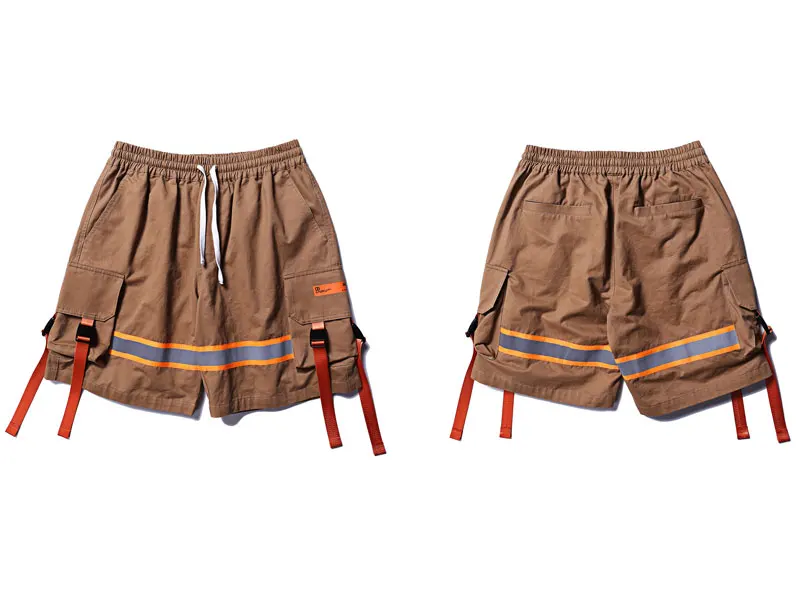 3M Reflective Stripe Buckle Straps Cargo Shorts 3