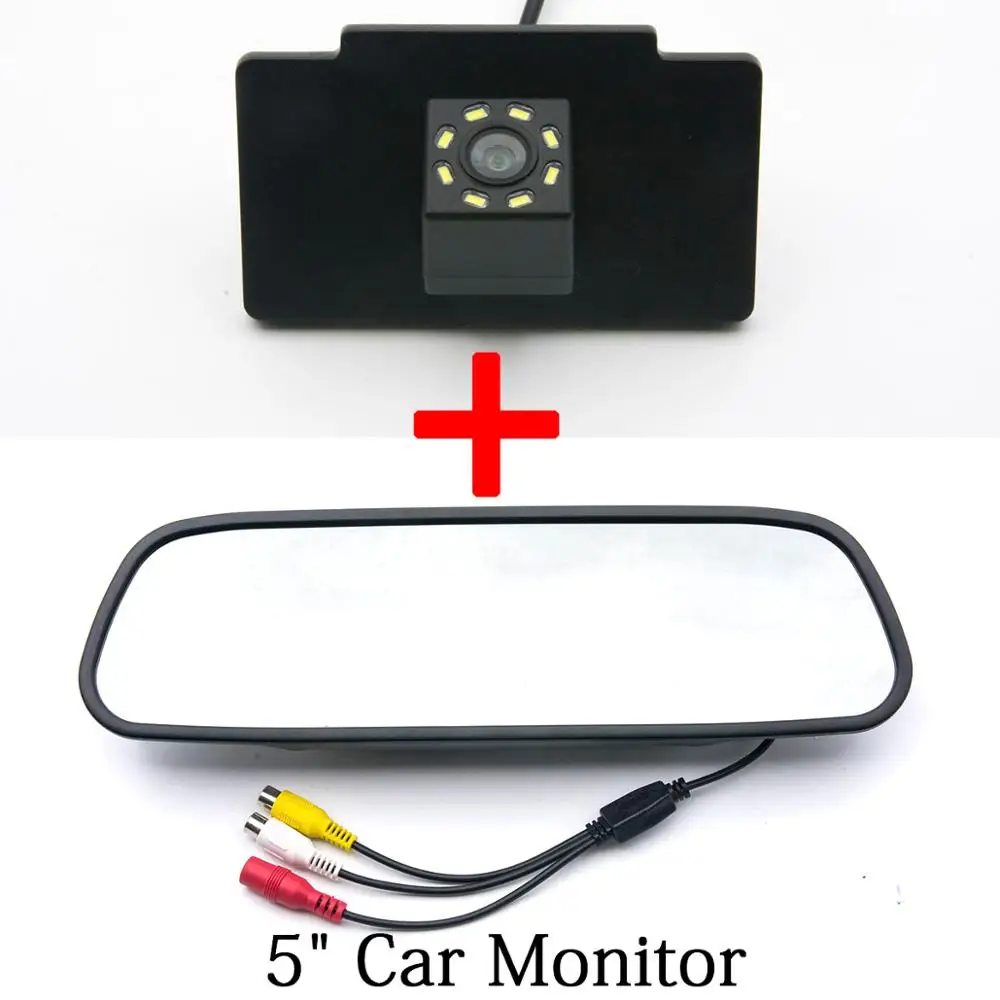 Для Kia K7 Cadenza 2012 2013 8LED Парковка заднего вида Камера 4,3 5 дюймов монитор Мощность фильтры 2,4 ГГц Беспроводной - Название цвета: Camera 5 inch Mirror