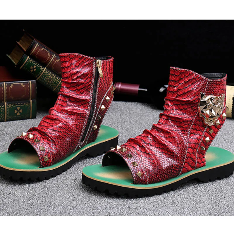 Batzuzhi zapatillas mujer в стиле рок-панк, мужское открытые ботинки с ремешками; с заклепками; с петлей на пятке; Для мужчин Повседневное пляжные босоножки Летняя обувь zapatos Hombre