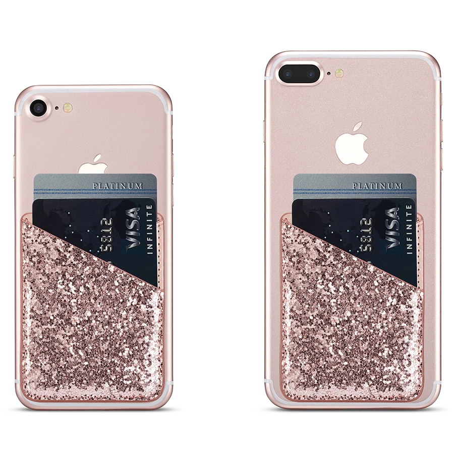 Bling Leather Card Holder Sticker For iPhone 12 11 Pro Max XS X XR 7 8 Plus Huawei Samsung A51 A71 S20 Ultra Note 10 Phone Case case for iphone 7