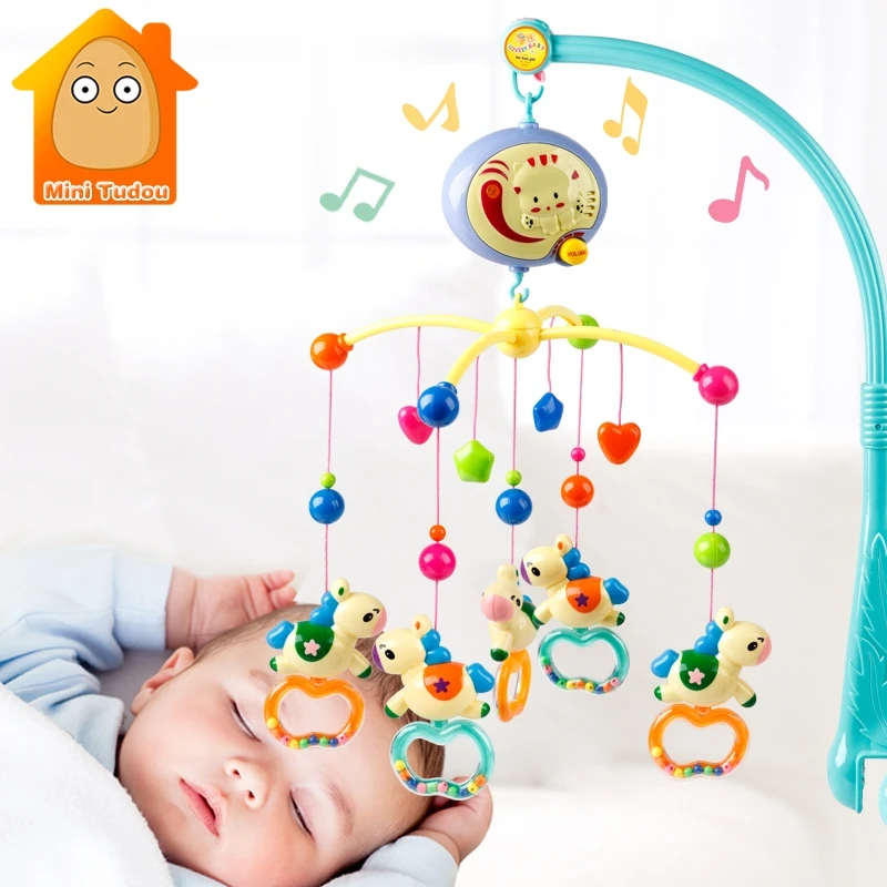 Колокольчик для детской кроватки игрушка вращающаяся музыкальная шкатулка подвесная погремушка для малышей кронштейн радио-няня