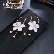 IFMIA, pendientes largos de moda con borla, pendientes de flores acrílicas con diamantes de imitación para mujer, pendientes Brincos, joyería Bohemia para mujer, novedad de 2018