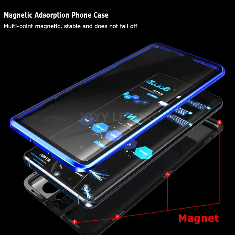 Luxury 360 Full Protection Magnetic Adsorption Phone Case For Huawei P30 Pro Metal Bumper Clear Glass Cover Case For P 30 Pro Luxury 360 Full Protection Magnetic Adsorption Phone Case For Huawei P30 Pro Metal Bumper Clear Glass Cover Case For P 30 Pro