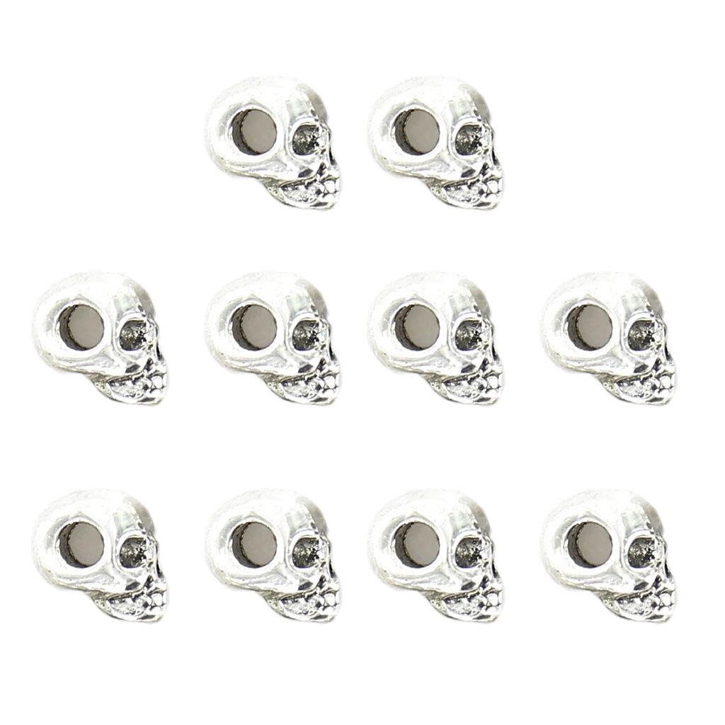 10pcs Fashion Retro Skull Spacer Beads for  Sewing Necklace Bracelets Making DIY Accessories Antique silver Color