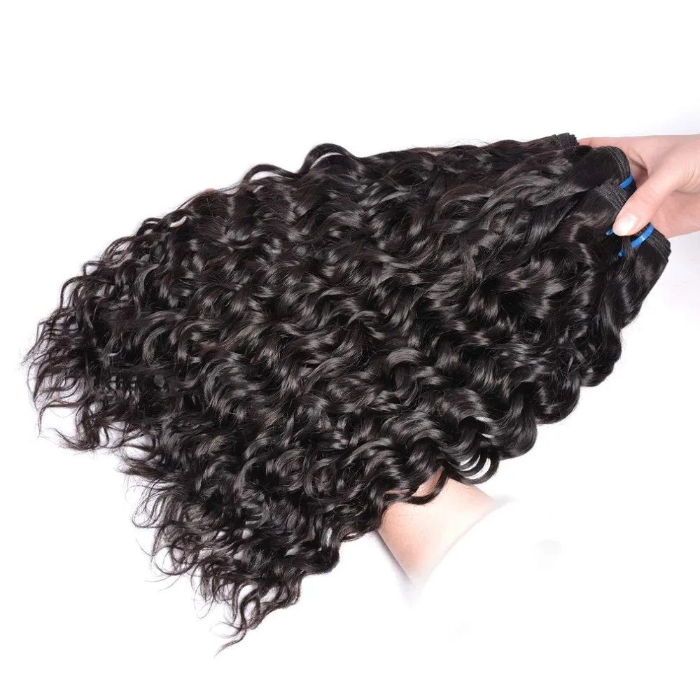 Water Wave Bundles Yavida Brazilian Human Hair Wet and Wavy Human Hair Weave Natural Color Non Remy Hair Extension 1/3/4 Pieces