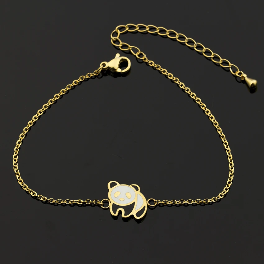 Dianshangkaituozhe ножной браслет золото ног цепь BFF Нержавеющая сталь ножной браслет bijoux эмаль панда Браслеты для Для женщин