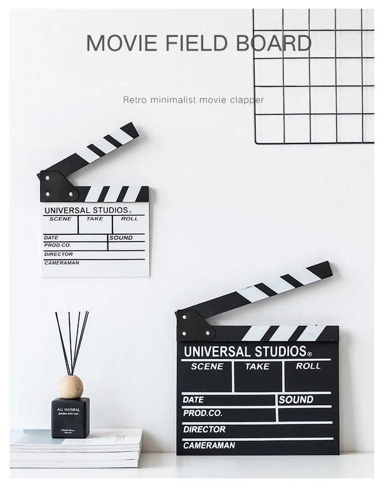 Nordic decorative ornaments ,black and white Clapboard film clapper director playing board photo studio shooting props bedroom  (1)