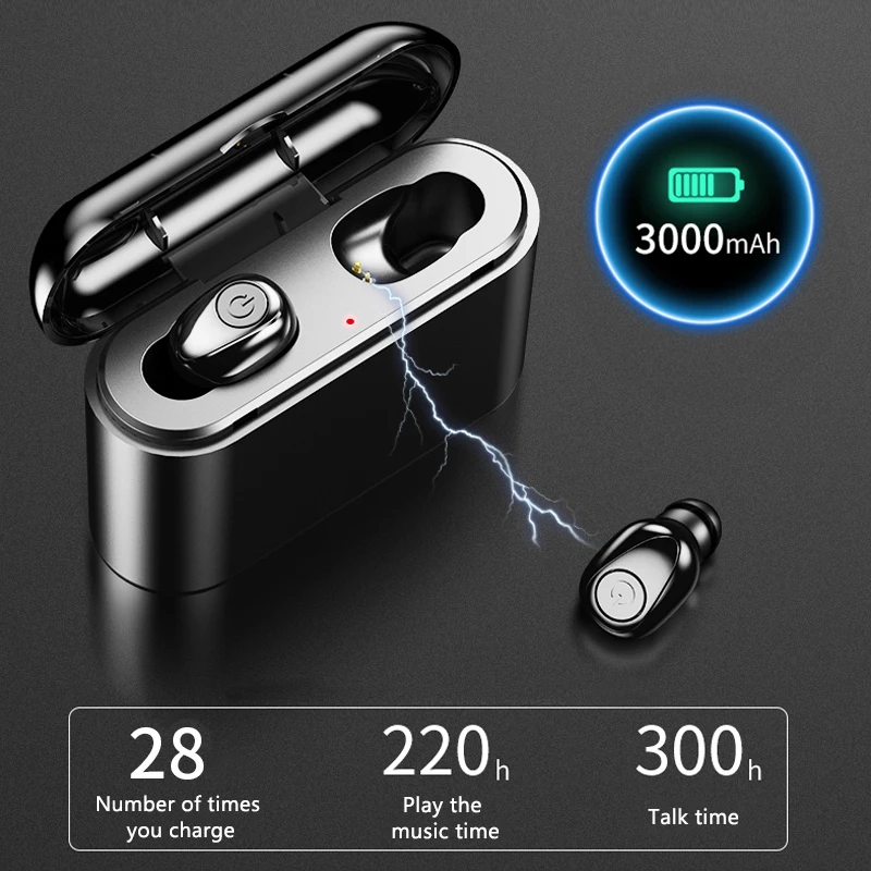 

X8 TWS Bluetooth Earphone 5D Stereo Wireless Earbuds Mini TWS Earphone Waterproof Headfrees with 2200mAh Power Bank Earphone