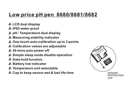 AZ8681 Waterproof Pen Digital PH Meter Temperature Tester Aquarists PH meter electronic water quality analyzer