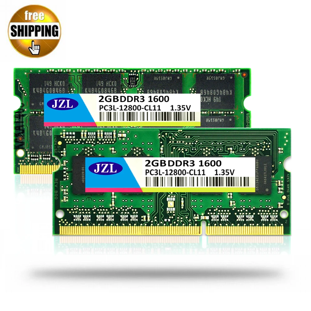 Achat JZL 1.35 v Basse Tension Mémoire Ram DDR3L 1600 mhz PC3 12800S 2 gb DDR3 PC3 12800 1600 mhz Pour ordinateur Portable SODIMM Mémoire SDRAM