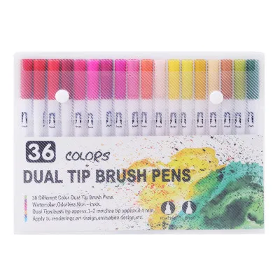 100 шт цветные ручки-маркеры с двойным наконечником, отличный тонкий карандаш для рисования, акварельная ручка для Bullet Journal Manga, каллиграфия - Цвет: 36 Colors