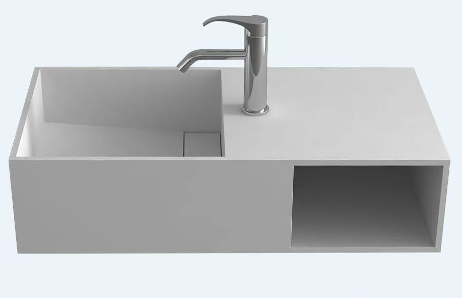 Rectangular Wall Hung Wash Sink Solid Surface Stone Mounted Rectangular Wall Hung Wash Sink Solid