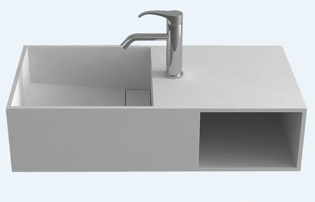 rectangular wall hung wash sink solid surface stone wall mounted wash basin with storage cabin rs3837 - Wash Sink rectangular wall hung wash sink solid surface stone wall mounted wash basin with storage cabin rs3837 - Wash Sink