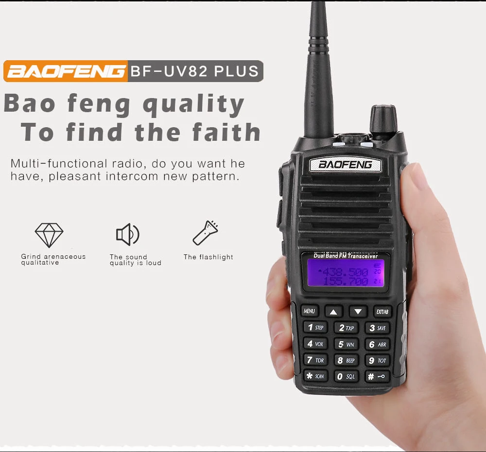 2018 Baofeng UV-82 Plus 8W 10KM Long Range Powerful Walkie Talkie Portable CB vhfuhf two way Radio Amador 8 watts of UV82 Plus (5)
