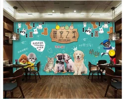beibehang Customized personality silky fashion wallpaper cute dog pet shop tooling papel de parede Formaldehyde-free wallpaper