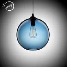 Loft Vintage Antique Industrial 6 Color Glass Ball Pendant Lights Fixtures for Kitchen Restaurant Dining/Living Room Cafe Bar
