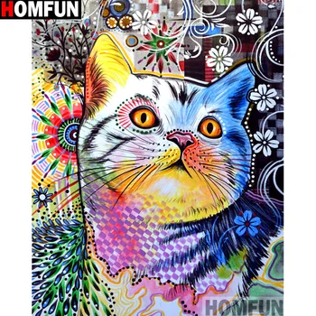 

HOMFUN Diy 5d Diamond Painting "Flower cat" Cross Stitch Square Round Diamond Embroidery Handwork Rhinestone Art A13159