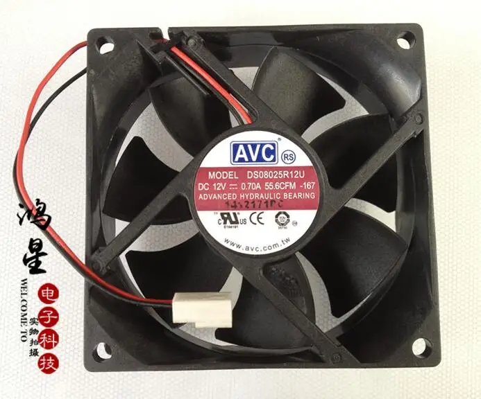 AVC 8 см DS08025R12U DC 12V 0.7A 80*80*25 мм 2 шт/комплект (проволока проходит по всей немой