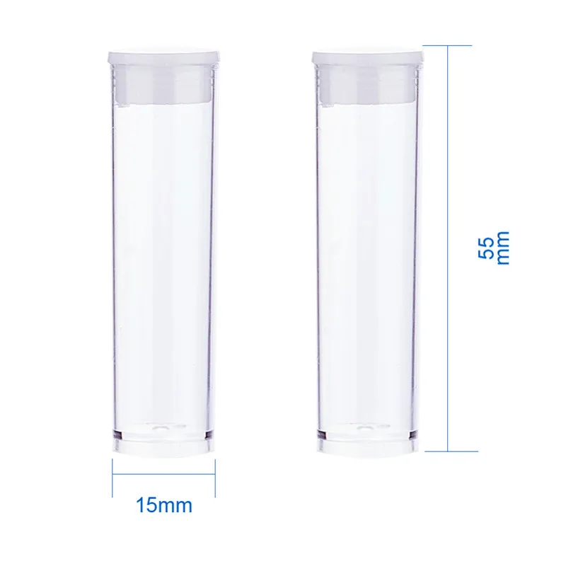50~ 100 шт пластиковые прозрачные трубки с бусинами контейнеры для хранения ювелирных изделий 55x15 мм F60