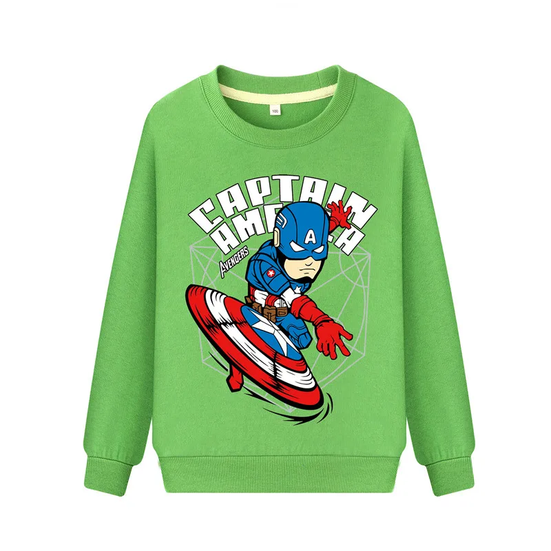 Детские весенние толстовки с принтом «Капитан Америка», детские толстовки с длинными рукавами, худи для мальчиков и девочек, пуловер, пальто DZ089 - Цвет: Green