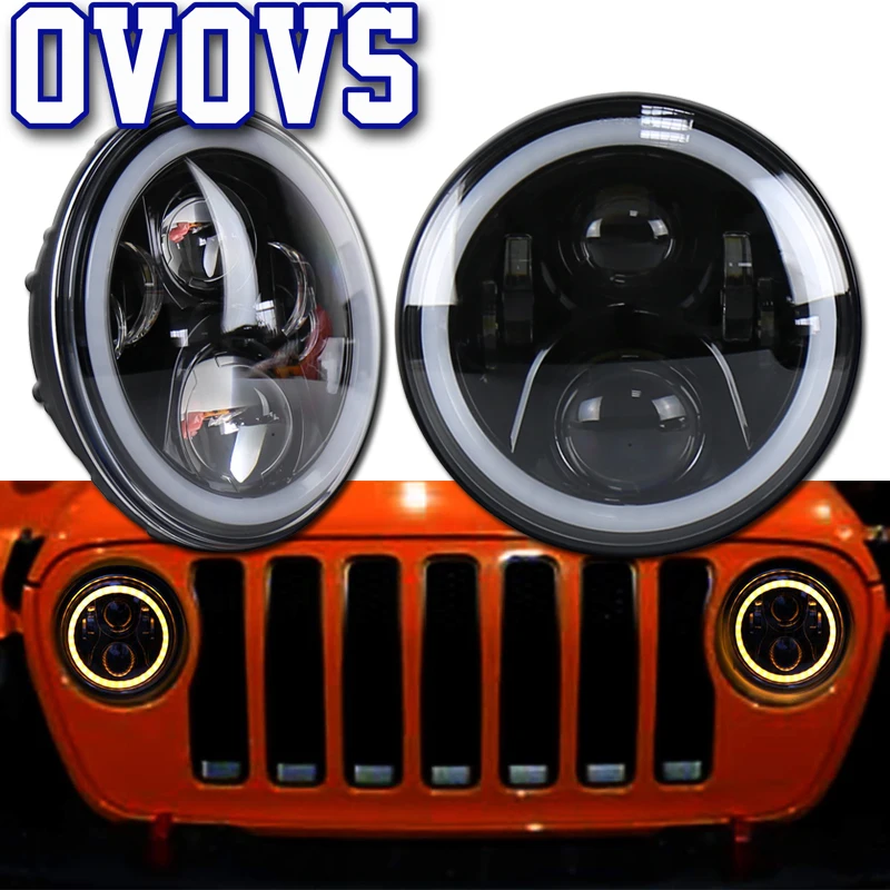 

Wrangler Headlights 7'' LED Halo Angel Eyes Amber Turn Signals White DRL Faros led 7inch For 1997-2017 TJ JK Unlimited Rubicon