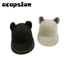 Кепки, ионные, черные, шерстяные, кошачьи ушки, бейсболки, металлическое кольцо с заклепками, конный козырек, кепки, козырьки для женщин, Bone Gorra Casquette Chapeu