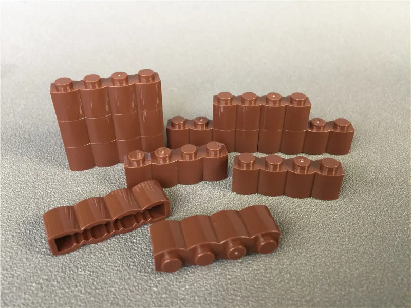 

50pcs/lot MOC Bricks DIY Brown Brick, Modified 1 x 4 Log fit with 30137 Building blocks bricks Action figure Toy kids gifts