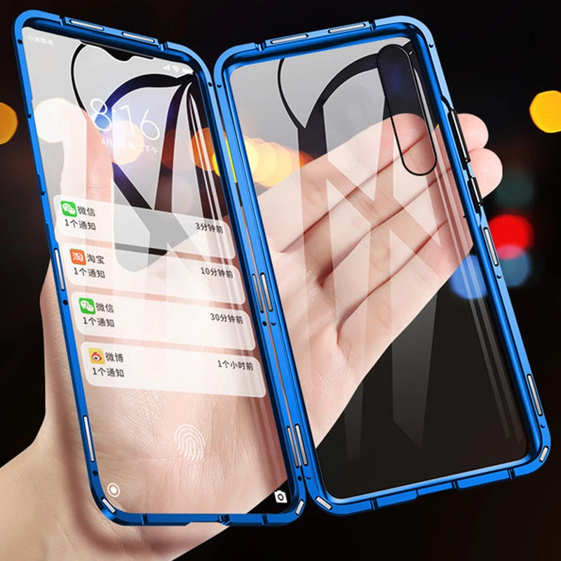 

For Xiaomi Mi cc9 Back Cover Full Protective Magnetic Case For Xiaomi cc9 Case Metal Bumber Front Back double-sided Glass Case