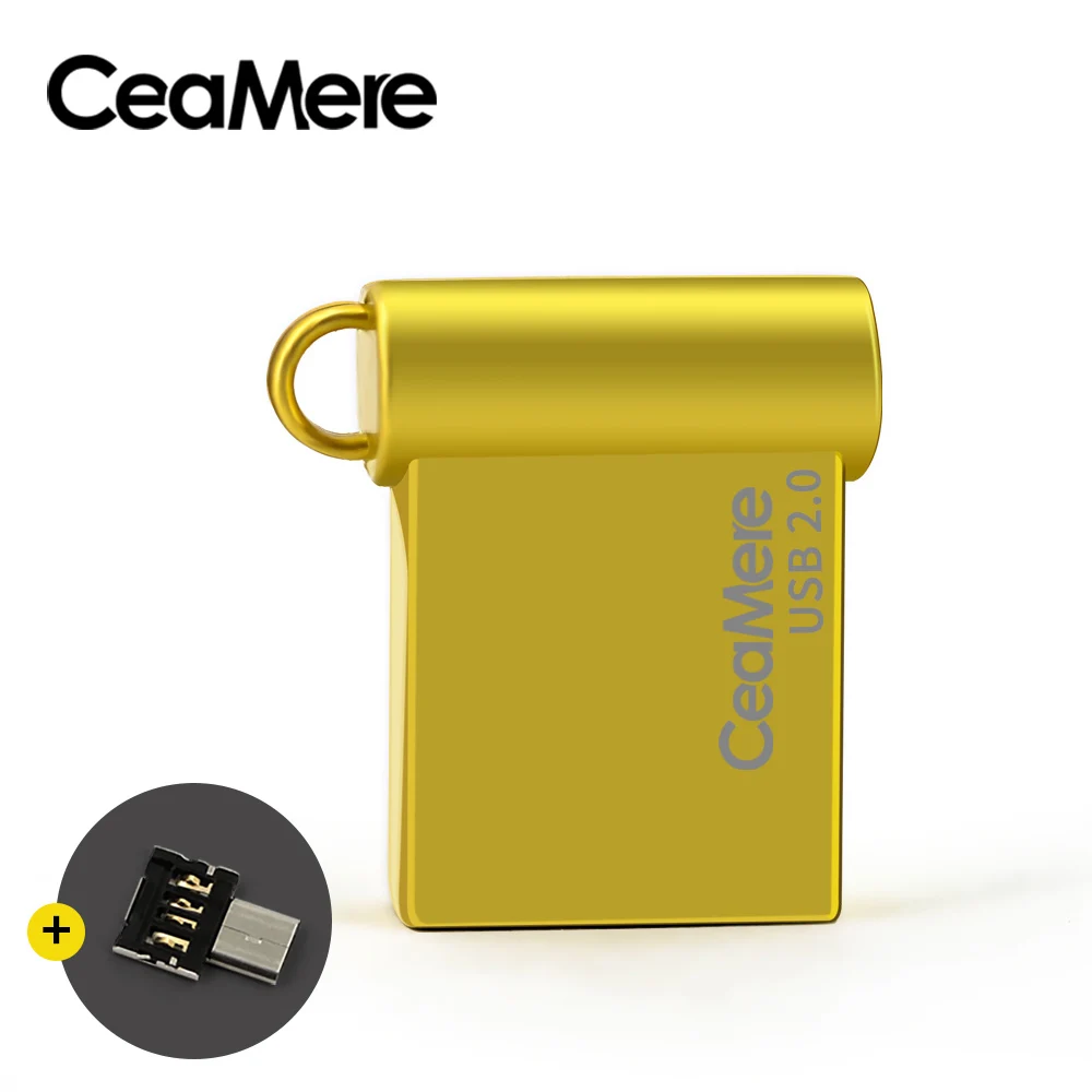 USB флеш-накопитель Ceamere CD05, 4 ГБ/8 ГБ/16 ГБ/32 ГБ/64 ГБ, флеш-накопитель, флешка флеш-диск USB 2,0, карта памяти, usb-диск, 1 Гб - Цвет: Золотой