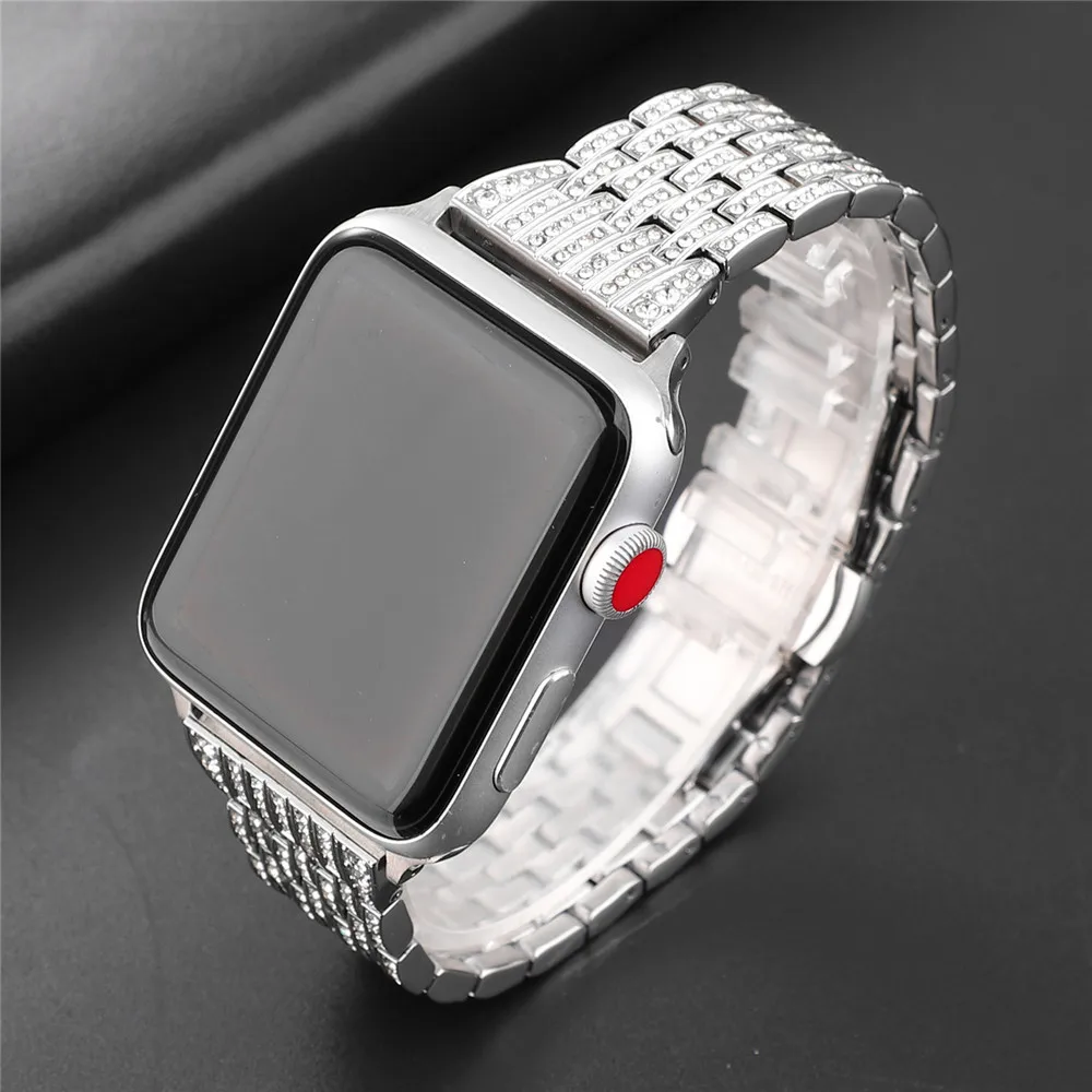 Модные рифленая нержавеющая сталь браслет для наручных часов Apple Watch, версии 40/44/38 мм/42 мм, ремешок для запястья серии 5, 4, 3, 2, 1, с металлическим ремнем