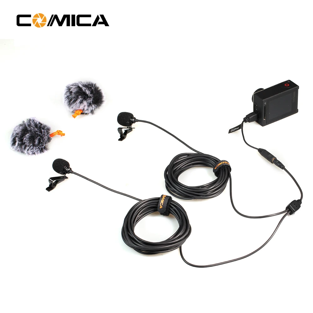 COMICA Lavalier микрофон 6 м всенаправленный клип на лацкане видео микрофон для iPhone Canon Nikon DSLR GoPro камера смартфона