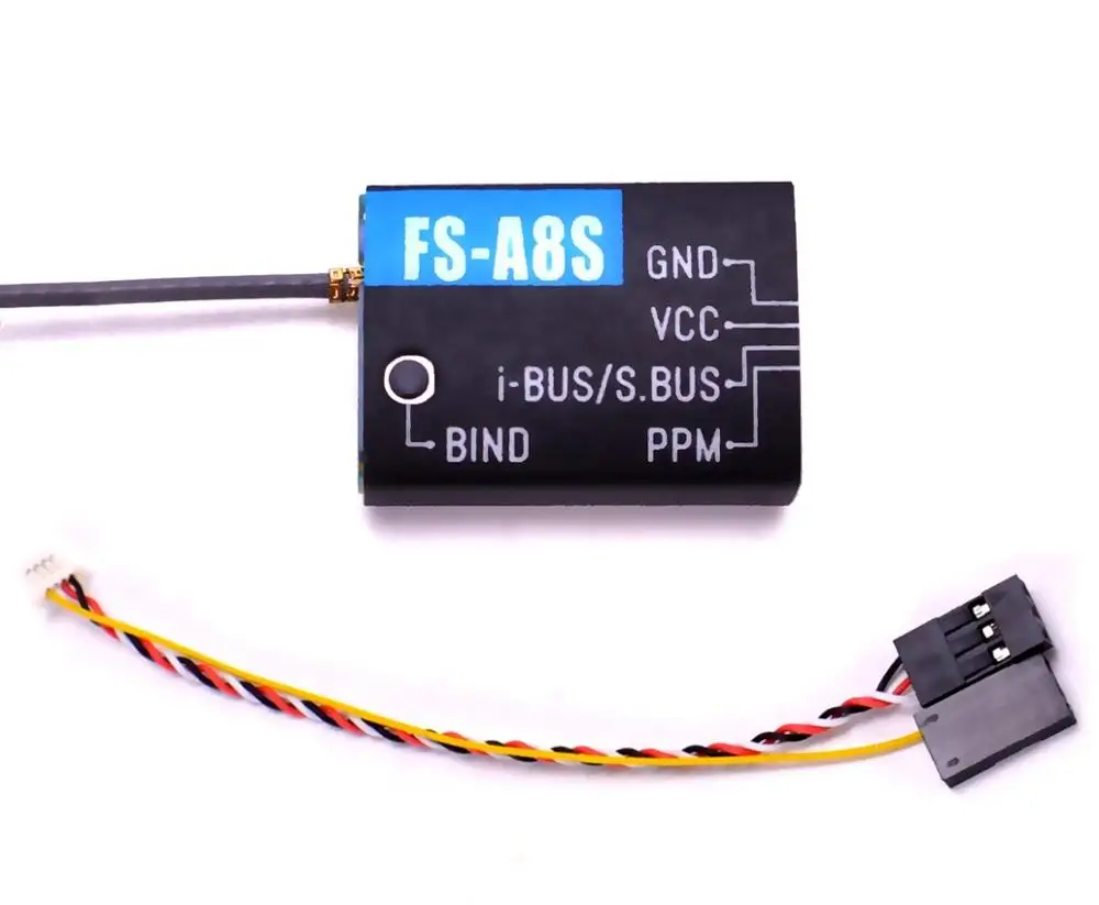 

Flysky FS-A8S 2.4G 8CH Mini Receiver with PPM i-BUS SBUS Output For Rc Airplane Compatible with FS-i4 FS-i6 FS-i6S FS-i6X FS-i10